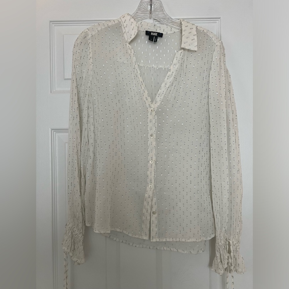 Paige White Button Down with Silver Accents
